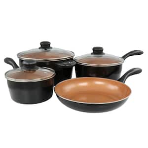 Armada 7-Piece Carbon Steel Nonstick Cookware Set in Black and Copper