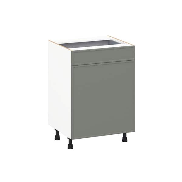 Fairview 24 in. W x 21 in. D x 34.5 in. H Assembled Slim Shaker Bath Base Kitchen Cabinet in Moss Green with 1-Drawer