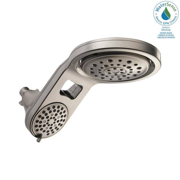 HydroRain Two-in-One 5-Spray 7.9 in. Double Wall Mount Fixed Shower Head in Chrome HydroRain Two-in-One 5-Spray 7.9 in. Double Wall Mount Fixed Shower Head in Chrome