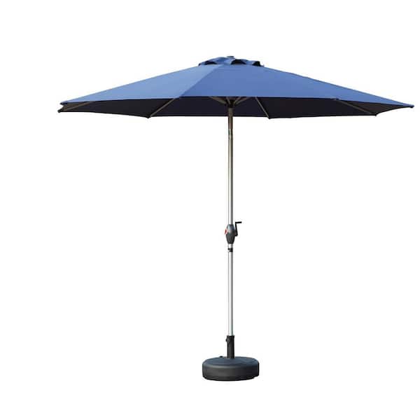 SOTEN RUGGED TABLET LLC 9 ft. Patio Umbrella, UV Protection Waterproof Market Sun Umbrella with Push Button Tilt and Crank, 8 Sturdy Ribs, Blue