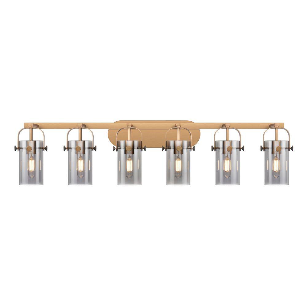Pilaster II Cylinder 43.88 in. 6-Light Brushed Brass Vanity Light with Glass Shade price history on PriceWatchPro