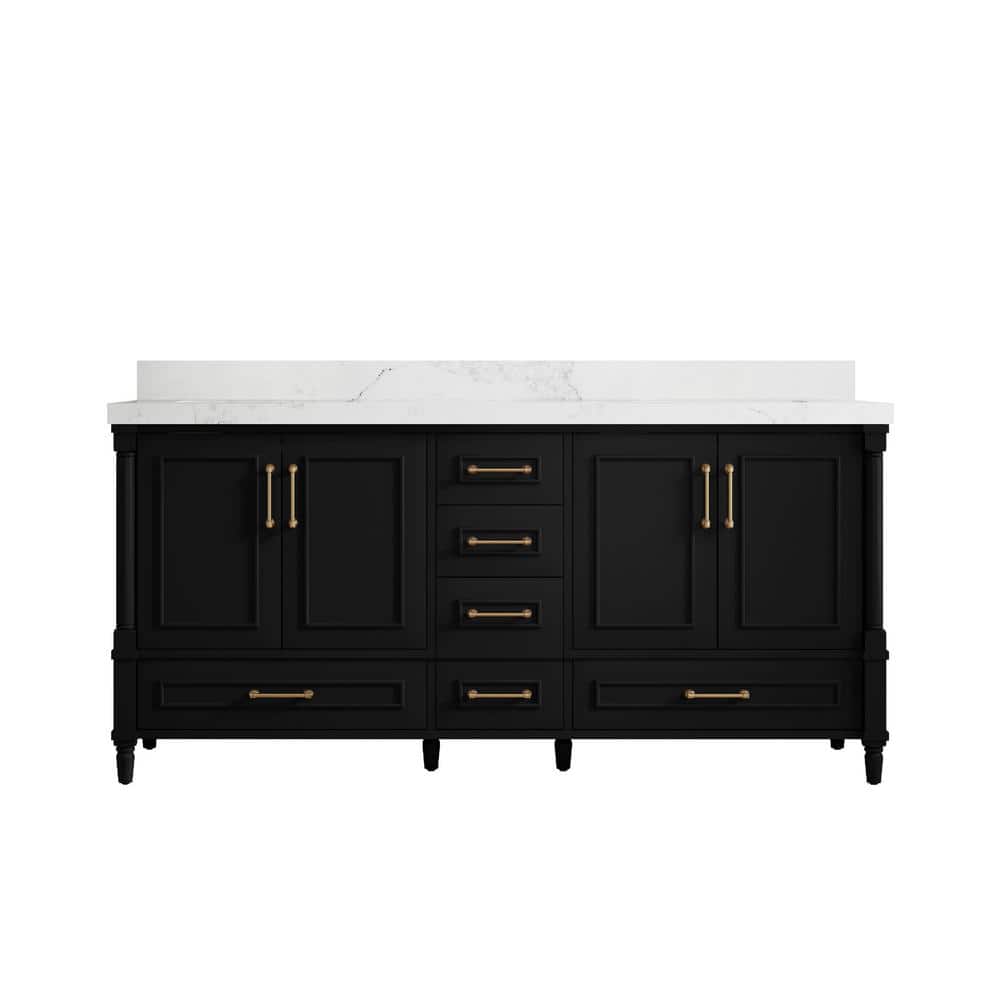 Hudson 72 in. W x 22 in. D x 36 in. H Double Sink Bath Vanity in Black with 2 in. Calacatta Nuvo Top price history on PriceWatchPro