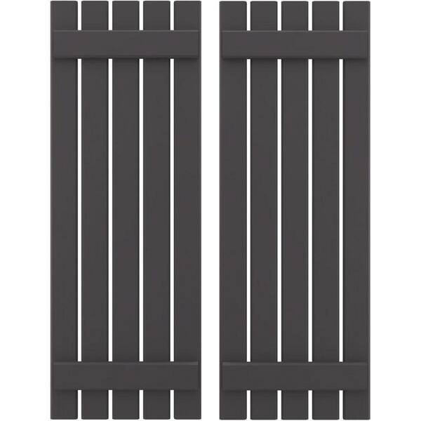 Ekena Millwork 19-1/2 in. W x 40 in. H Americraft 5-Board Exterior Real Wood Spaced Board and Batten Shutters in Shadow Mountain