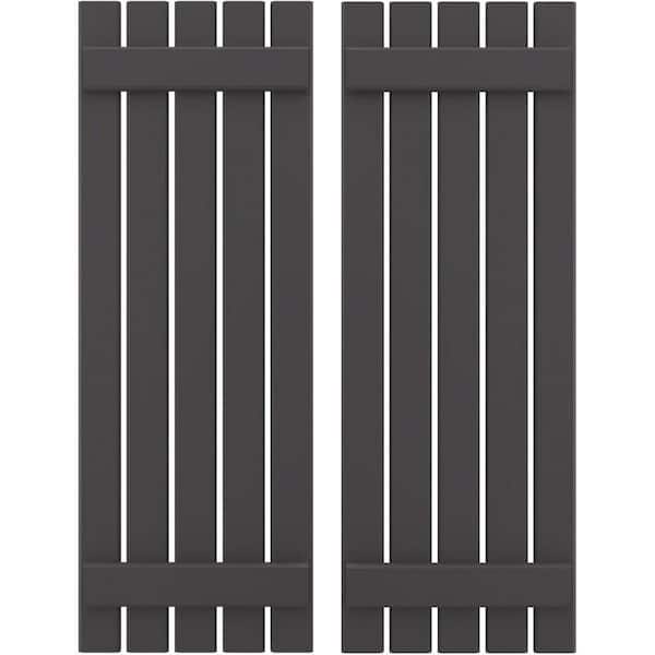 Ekena Millwork 19-1/2 in. W x 71 in. H Americraft 5-Board Exterior Real Wood Spaced Board and Batten Shutters in Shadow Mountain