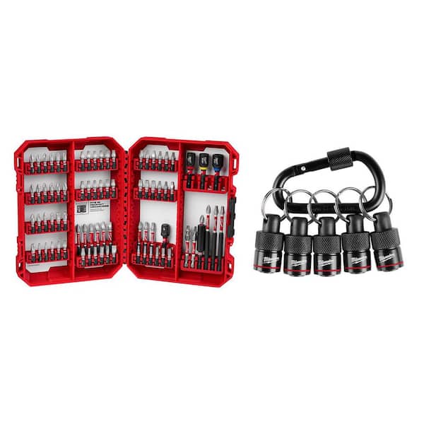 SHOCKWAVE Impact-Duty Alloy Steel Screw Driver Bit Set (80-Piece) & 5-Piece Hex Bit Holder w/ Carabiner
