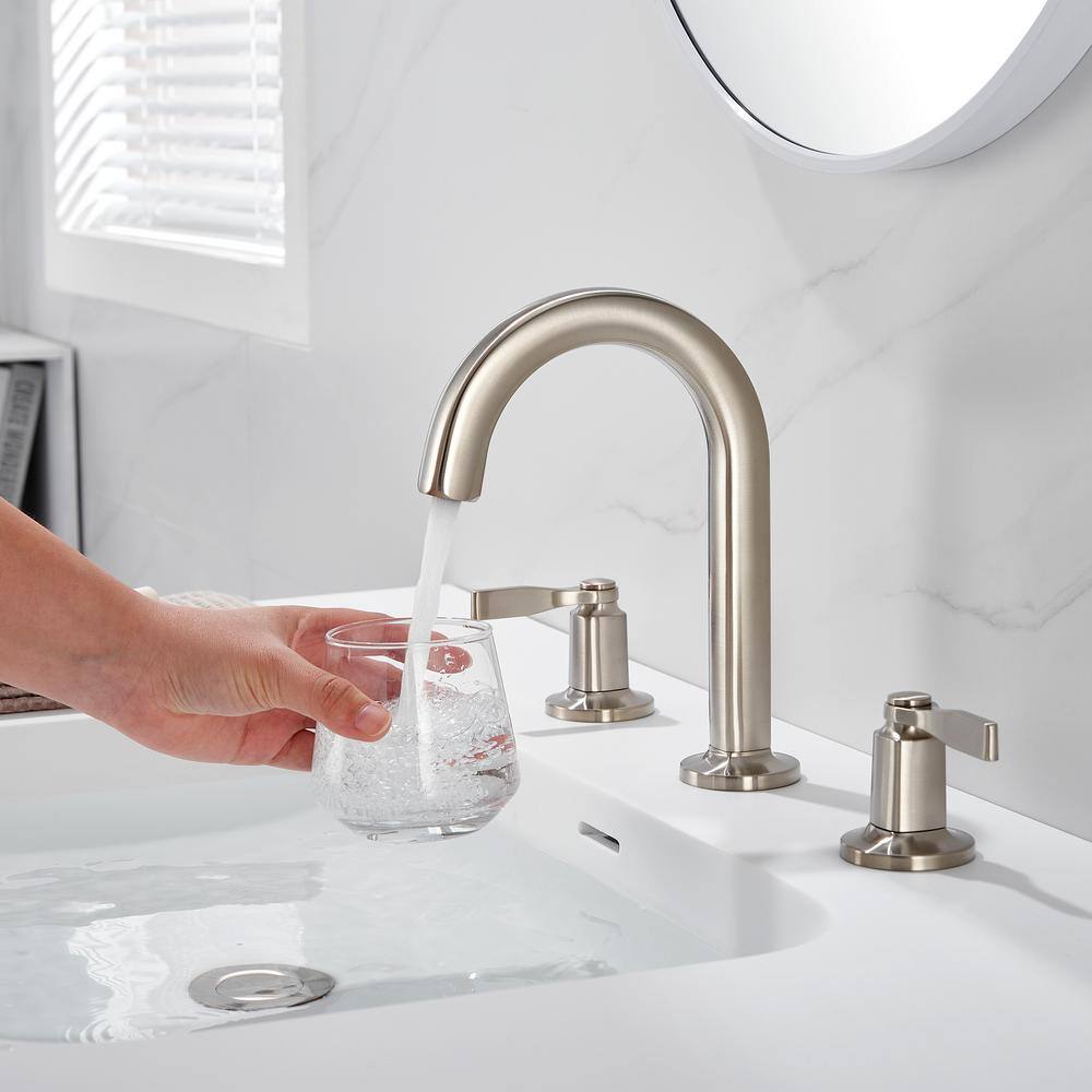 Larko Brushed Nickel 8 in. Widespread 2-Handle Bathroom Faucet