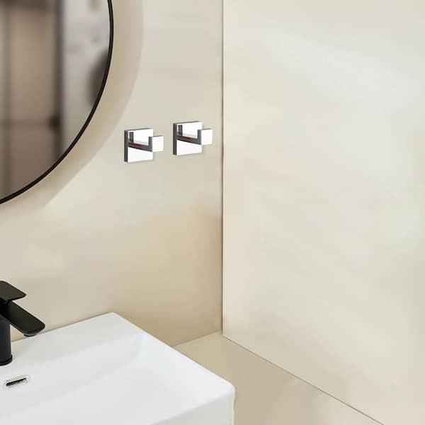 2 Pack J-Hook Wall-Mounted Stainless Steel Bathroom Robe/Towel Hook in Chrome for Bathroom Kitchen