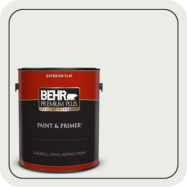 BEHR PREMIUM PLUS 1 gal. #52 White Flat Exterior Paint & Primer