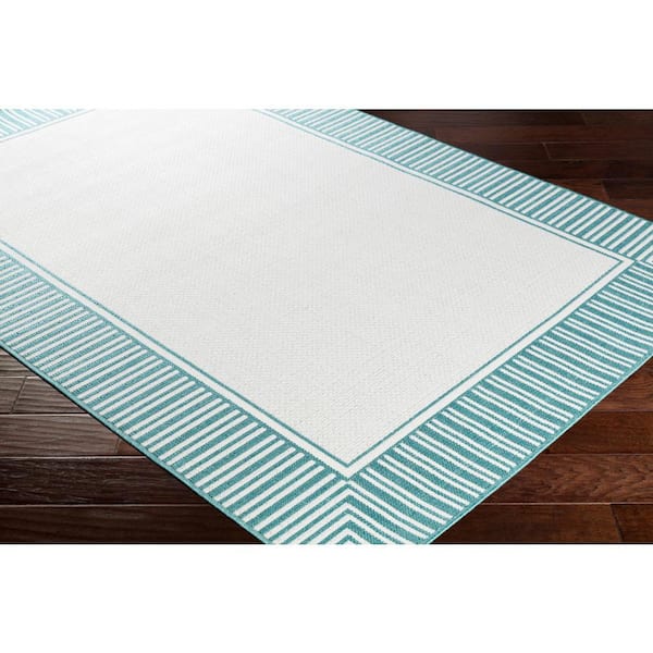 Felix Teal 5 ft. 3 in. x 7 ft. 6 in. Solid Indoor/Outdoor Patio Area Rug