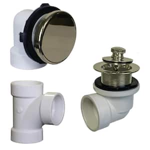 Illusionary No-Hole Sch. 40 PVC Plumbers Pack with Lift and Turn Bath Drain, Polished Brass