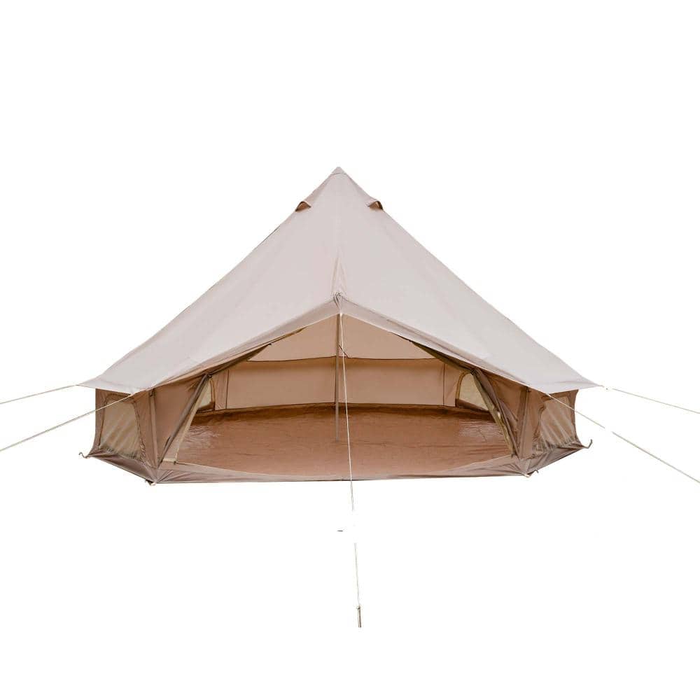 Sudzendf Beige Family Camping Tent with Stove Jack, for 4-8 People