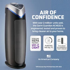 4-in-1 True HEPA Air Purifier with UV Sanitizer and Odor Reduction, 22 in. Tower