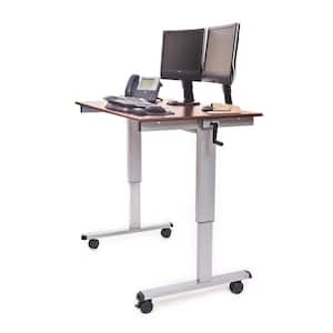 47.3 in. Rectangular Silver/Dark Walnut Standing Desks with Adjustable Height
