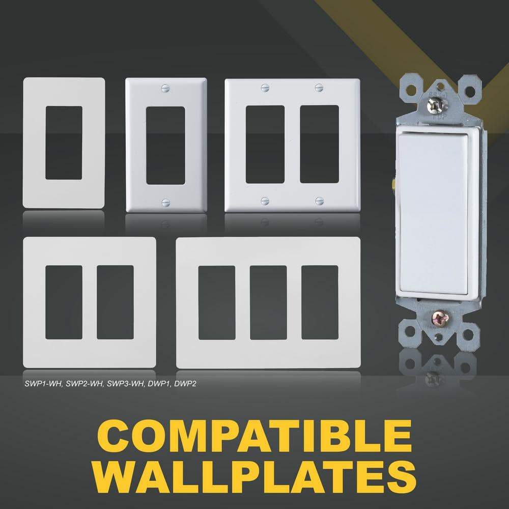 White Gloss 15 Amp 3-Way Rocker Light Switch Set
