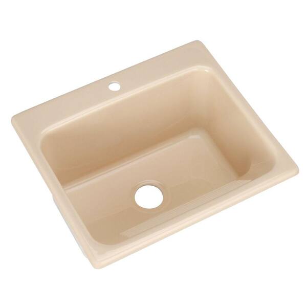 Thermocast Kensington Drop-In Acrylic 25 in. 1-Hole Single Bowl Utility Sink in Peach Bisque