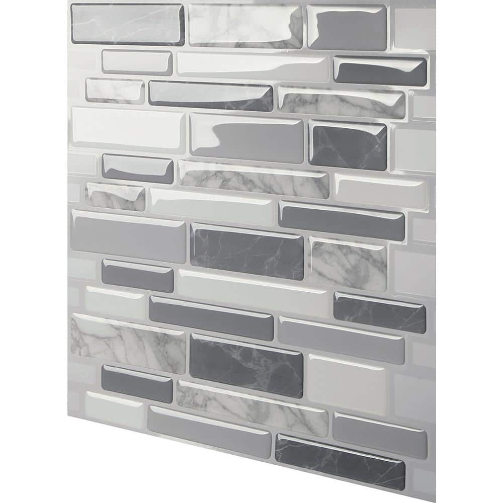 Gray PVC Peel and Stick Mosaic Wall Mural