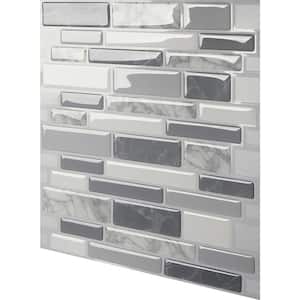 Polito Grey 12 in. W x 12 in. H Peel and Stick Self-Adhesive Decorative Mosaic Wall Tile Backsplash (10-Tiles)