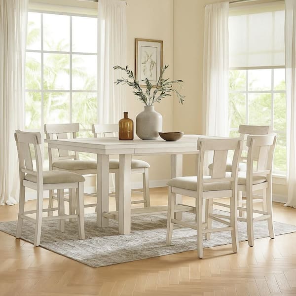 Fleur 36 in. H White Rectangular Bar Table Seats 6