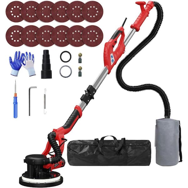 Upgraded Drywall Sander with Vacuum Dust Collector 8Amp with 7 Variable Speed 1800RPM, Extendable Handle, LED Light, Red