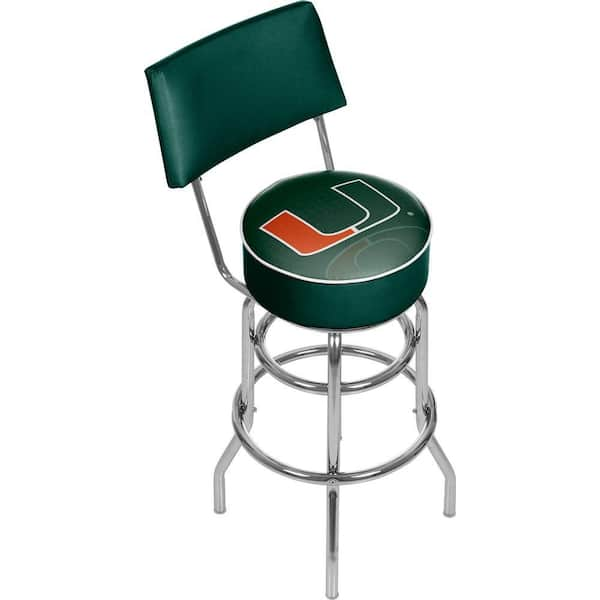 Trademark Global University of Miami Reflection 31 in. Chrome Padded Bar Stool