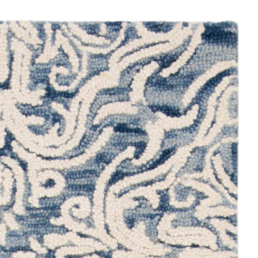 Elysian Blooms Hand-Tufted Wool Runner Rug in Blue Floral - 2'3" x 8'
