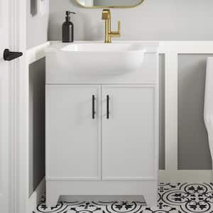 Burgess 24.5 in. W x 18.5 in D x 35.5 in. H Single Sink Bath Vanity in White with White Cultured Marble Top