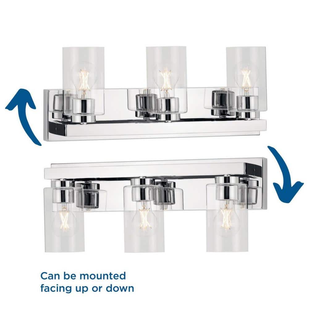 Goodwin Polished Chrome 3-Light Vanity with Clear Glass Shades