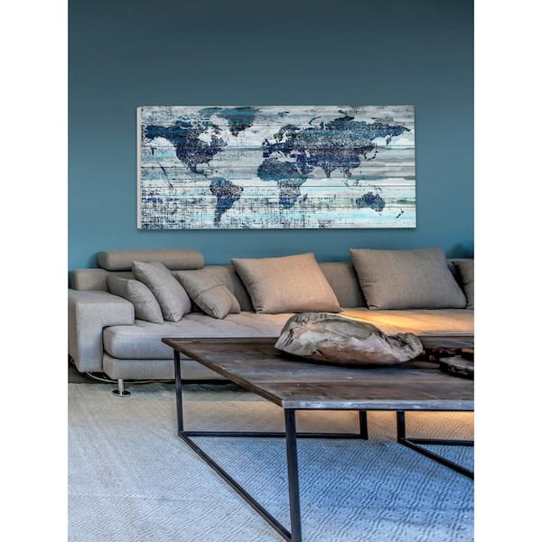 Unbranded 12 in. H x 24 in. W "Indigo Countries" by Parvez Taj Printed White Wood Wall Art