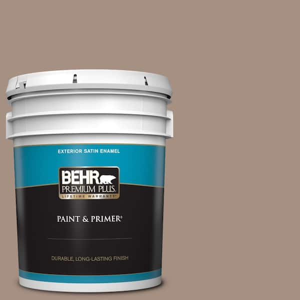 BEHR PREMIUM PLUS 5 gal. #ECC-56-1 Beach Cabana Satin Enamel Exterior Paint & Primer