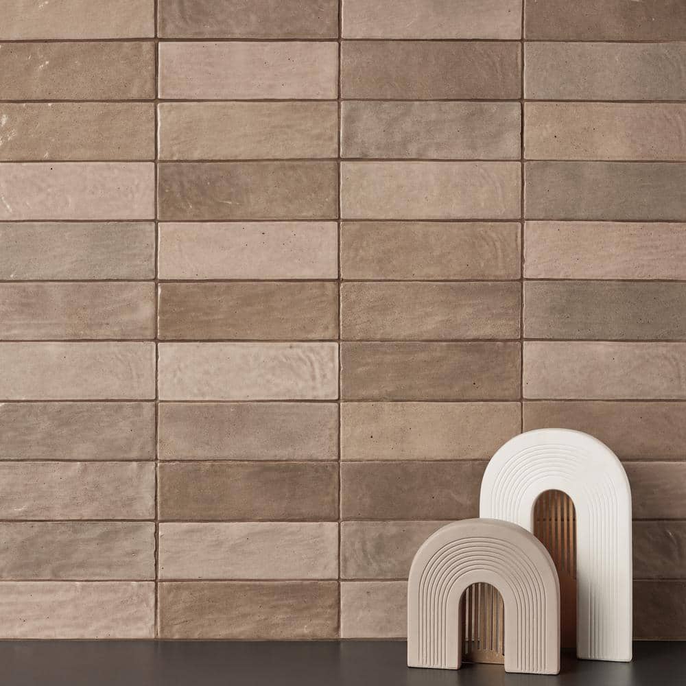 Karma 3" x 8" Brown Glazed Ceramic Subway Wall Tile