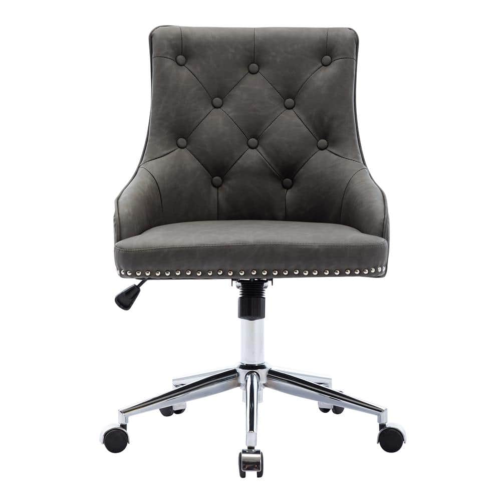 Clihome Modern Office Swivel Tufted PU Leather Chair Height Adjustable ...