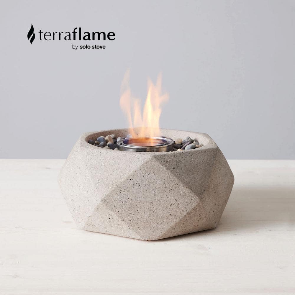 Sand Geo Tabletop Gel Fire Bowl with Cork Base