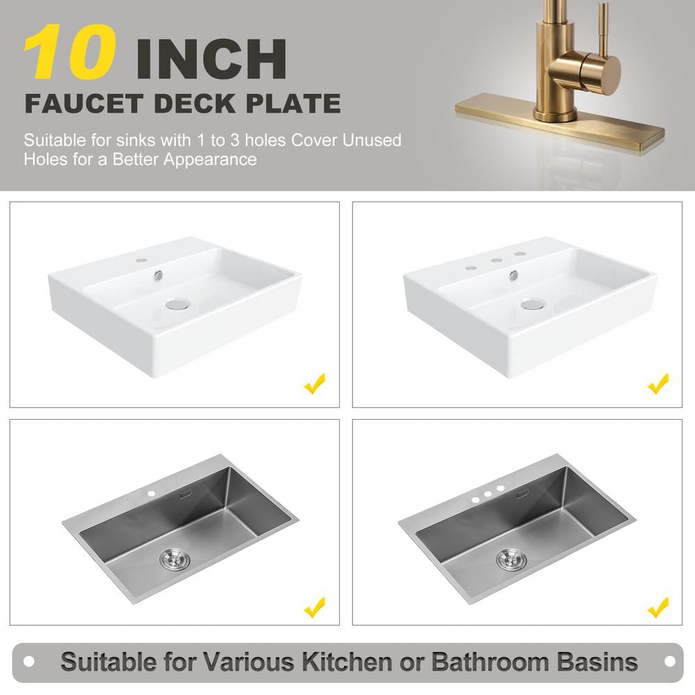 10 Inch Gold Stainless Steel Kitchen Faucet Deck Plate