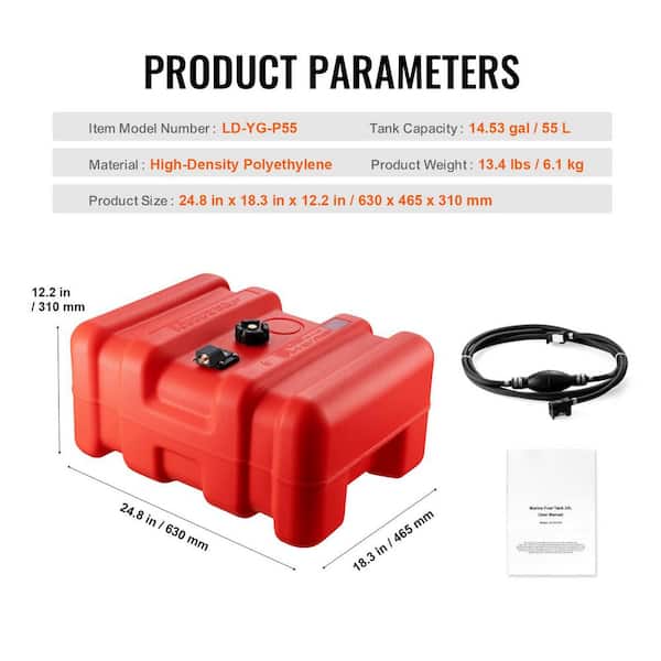 cigarette boat gas tank size SKYSHALO Marine Fuel Tank, 14.53 gal., Portable Boat Fuel Gas Tank for Outboard Engine Boats, Outboard Marine Boat Fuel Tank