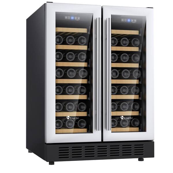 KingChii 24 in. 46 Bottle Compressor Dual Zone Wine Cooler Builtin
