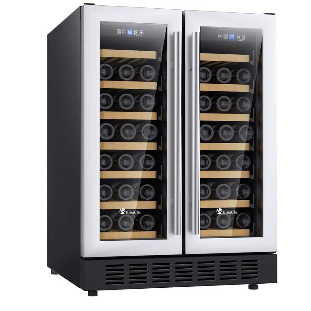 KingChii 24 in. 46 Bottle Compressor Dual Zone Wine Cooler- Built