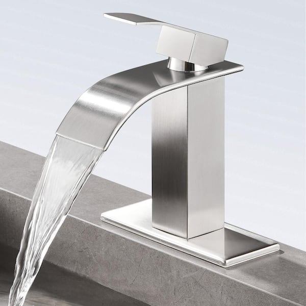 Zalerock Arc Waterfall Single Handle Single Hole Bathroom Faucet in Brushed Nickel