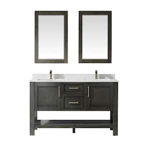 Grayson 60 in. Bath Vanity in Rust Black with Composite Vanity Top in White with White Basin and Mirror
