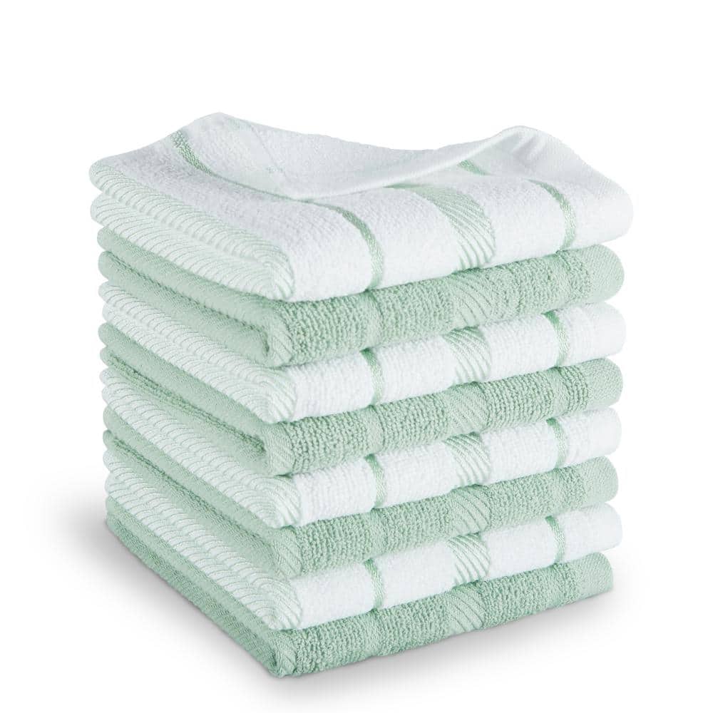  KitchenAid Albany Kitchen Towel 4-Pack Set, Cotton, Aqua/White,  16x26 : Home & Kitchen
