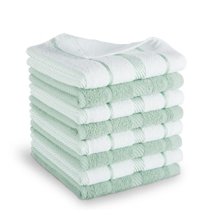 Albany Pistachio Striped Cotton Dishcloth Set (8-Pack)