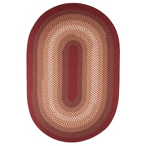 Pioneer Red Multi 8 ft. x 11 ft. Oval Indoor/Outdoor Braided Area Rug