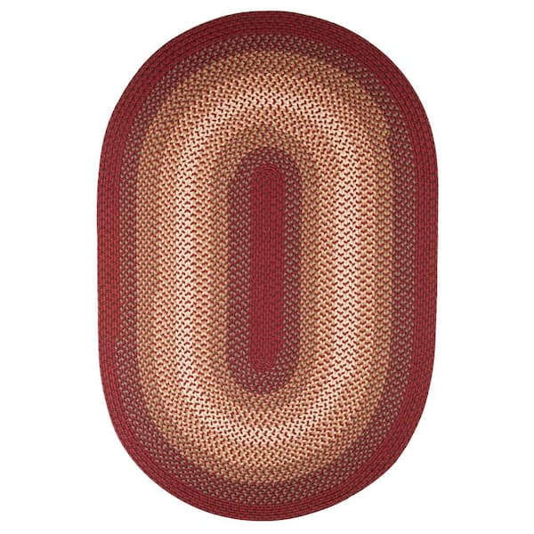 Rhody Rug Pioneer Red Multi 8 ft. x 11 ft. Oval Indoor/Outdoor Braided Area Rug