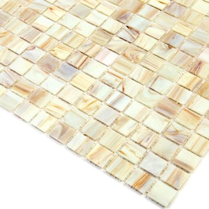 Celestial Glossy Beige 12 in. x 12 in. Glass Mosaic Wall and Floor Tile (20 sq. ft./case) (20-pack)