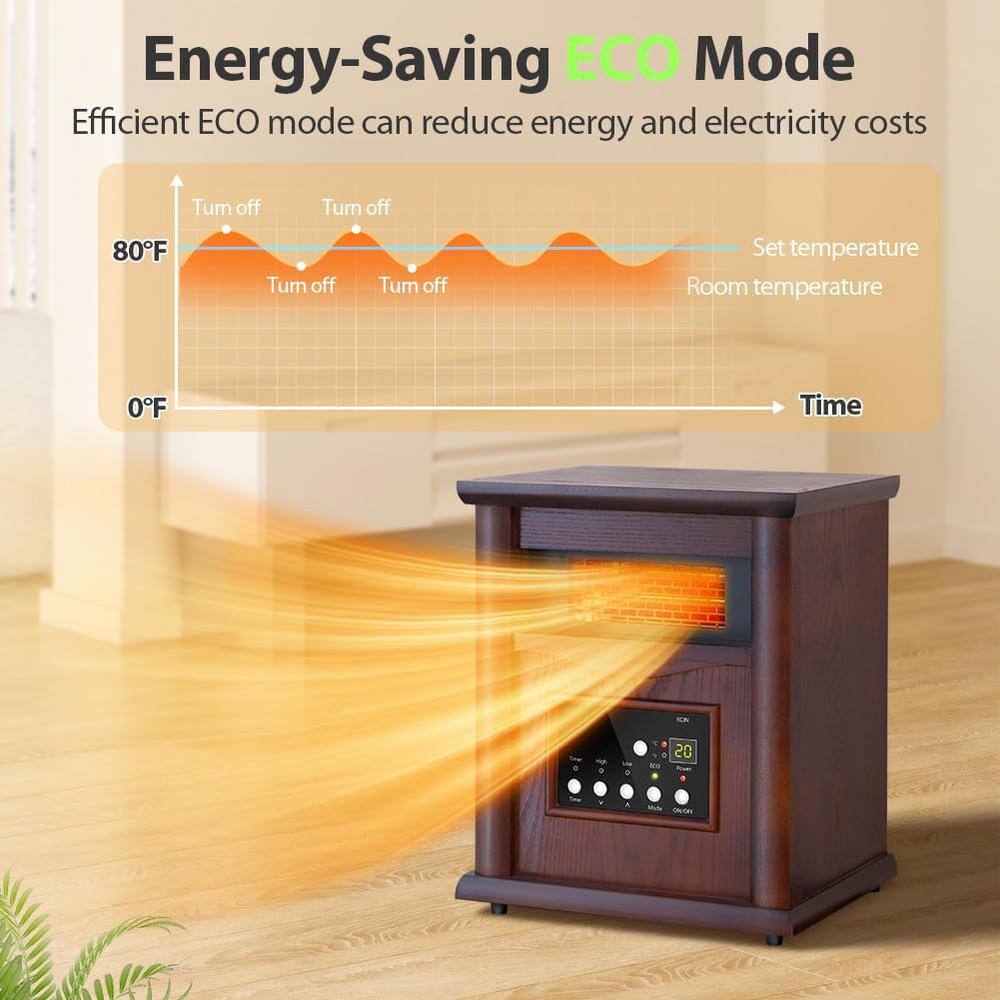 Walnut Electric Convection Heater with Thermostat and Remote