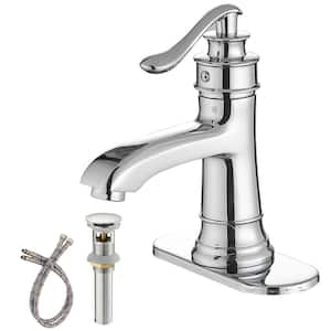 Single Handle Vessel Sink Faucet with Pop-Up Drain in Polished Chrome
