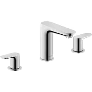 No.1 8 in. Widespread Double Handle Bathroom Faucet with Drain Kit Included in Chrome