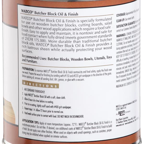 Watco butcher block oil instructions