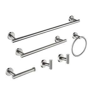 6Piece Bathroom Hardware Towel Bar Accessory Stainless Steel Set,Stainless Steel 