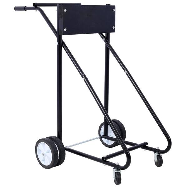 Huluwat Black Outboard Boat Motor Stand, Engine Carrier Serving Cart with Wheels, 315 lbs. Weight Capacity