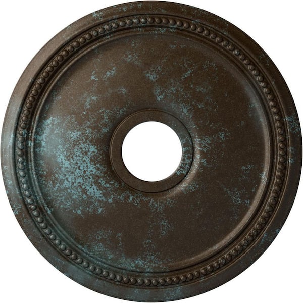 Ekena Millwork 1-1/8" x 18" x 18" Polyurethane Diane Ceiling Medallion, Hand-Painted Bronze Blue Patina